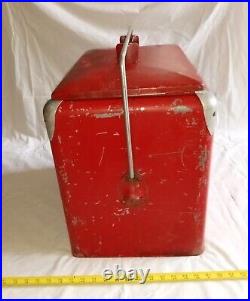 Vintage Trip-Nic Metal Red Cooler Ice Chest With TRAY, Progress Refrigerator Co