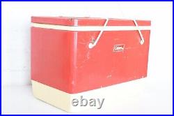 Vintage Unique 11 Gallon Red Metal Coleman Cooler with Folding Handles & Tray