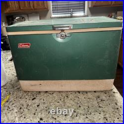 Vintage Used Green COLEMAN Cooler All ORIGINAL Parts Has Wear Read AS Is