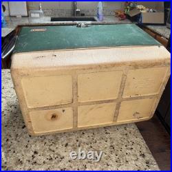 Vintage Used Green COLEMAN Cooler All ORIGINAL Parts Has Wear Read AS Is