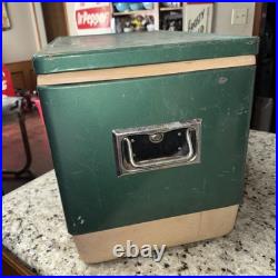 Vintage Used Green COLEMAN Cooler All ORIGINAL Parts Has Wear Read AS Is