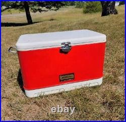 Vintage Wards Western Field Metal Cooler Ice Chest 1950s With Tray Box Red White