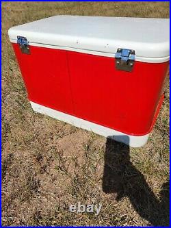 Vintage Wards Western Field Metal Cooler Ice Chest 1950s With Tray Box Red White