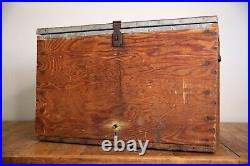 Vintage Wood Ice Chest Cooler box Cabinet cup handles galvanized camping rustic