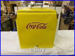 Vintage Yellow Coca-Cola Coke Cooler Metal Picnic Drink GAS OIL SODA
