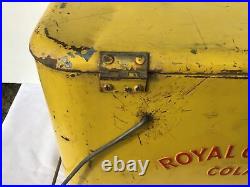 Vintage Yellow Royal Crown Cola Embossed Metal Picnic Basket Cooler
