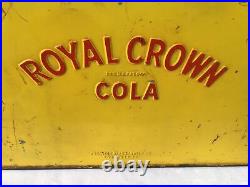 Vintage Yellow Royal Crown Cola Embossed Metal Picnic Basket Cooler