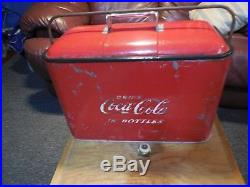 Vintage antique Progress Drink Coca Cola In Bottles Picnic Cooler Coke Metal 50s