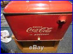 Vintage antique Progress Drink Coca Cola In Bottles Picnic Cooler Coke Metal 50s