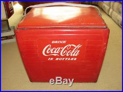 Vintage coca cola metal cooler with tray collectible hard to find