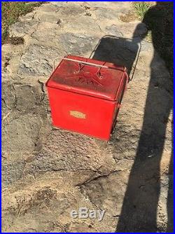 Vintage j. C. Jc higggins fire red metal cooler