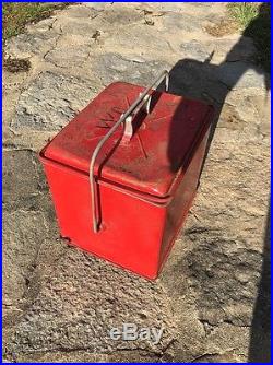 Vintage j. C. Jc higggins fire red metal cooler