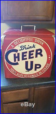 Vintage metal cooler ice chest cheer up soda rare 1 of kind hard to find antique