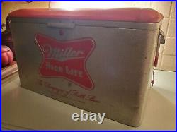 Vintage miller High Life Beer Metal Cooler 24×14×13 1/2