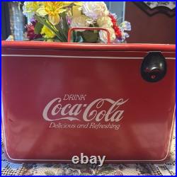 Vintage red metal Coca-Cola ice chest cooler