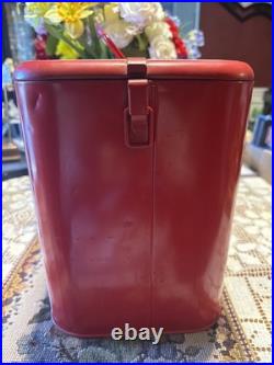 Vintage red metal Coca-Cola ice chest cooler