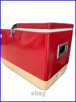 Vintage red metal coleman cooler