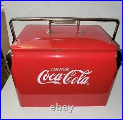 Vintage style Red Metal Coke Coca Cola Ice Chest Cooler WithBottle Opener 12x17x17