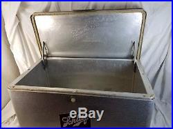Vintage1960s Schlitz Beer Advertising Aluminum Metal Cooler Padded Seat Lid