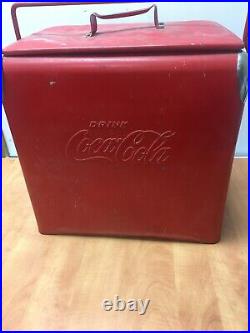 VintageDRINK COCA-COLALarge Metal Cooler Ice ChestAction Mfg1950's 16x17x12