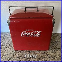 VintageDRINK COCA-COLALarge Metal Cooler Ice ChestAction Mfg1950's Original