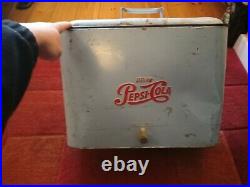 Vintagerare Pepsi Cola Embossed Metal Light Blue Picnic Cooler
