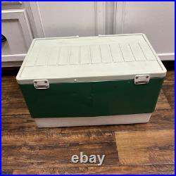 Vtg 11-74 Coleman Green Metal White Cooler Ice Chest With Spout, Opener & Tray Vtg 11-74 Coleman Green Metal White Cooler Ice Chest With Spout, Opener & Tray