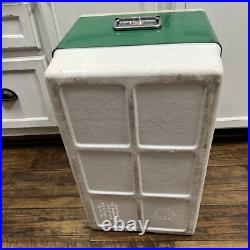 Vtg 11-74 Coleman Green Metal White Cooler Ice Chest With Spout, Opener & Tray Vtg 11-74 Coleman Green Metal White Cooler Ice Chest With Spout, Opener & Tray