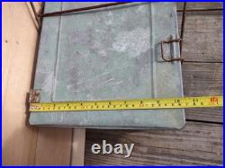 Vtg 1940s ICE BOX galvanized metal chest green w ice box cooler & lid Vtg 1940s ICE BOX galvanized metal chest green w ice box cooler & lid