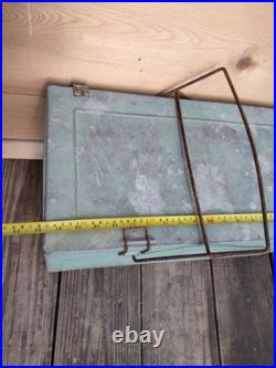 Vtg 1940s ICE BOX galvanized metal chest green w ice box cooler & lid Vtg 1940s ICE BOX galvanized metal chest green w ice box cooler & lid