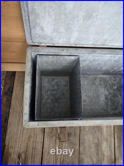 Vtg 1940s ICE BOX galvanized metal chest green w ice box cooler & lid Vtg 1940s ICE BOX galvanized metal chest green w ice box cooler & lid