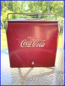 Vtg 1950's Metal Coca-Cola Cooler withtray and bottle opener