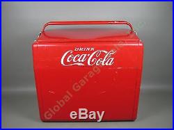 Vtg 1950s Cavalier Red Metal Coca-Cola Cooler Ice Chest Tray Bottle Opener Drain