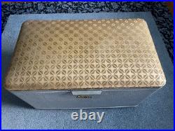 Vtg. 1950s Cronstrom Cronco Aluminum Cooler Gold Vinyl Atomic Pattern Lid/Seat