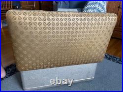 Vtg. 1950s Cronstrom Cronco Aluminum Cooler Gold Vinyl Atomic Pattern Lid/Seat