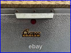 Vtg. 1950s Cronstrom Cronco Aluminum Cooler Gold Vinyl Atomic Pattern Lid/Seat