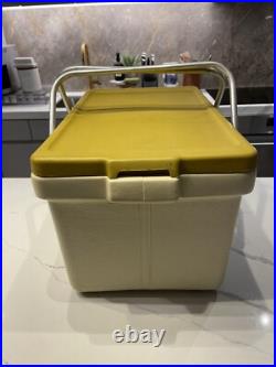 Vtg 1970's COLEMAN Double Metal Handle Cooler Beige Mustard Yellow With Spout US Vtg 1970's COLEMAN Double Metal Handle Cooler Beige Mustard Yellow With Spout US