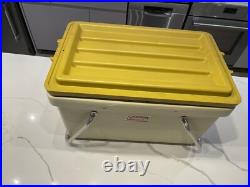 Vtg 1970's COLEMAN Double Metal Handle Cooler Beige Mustard Yellow With Spout US Vtg 1970's COLEMAN Double Metal Handle Cooler Beige Mustard Yellow With Spout US