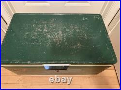 Vtg 1970s Large Coleman Green White Metal / Plastic Camping Cooler
