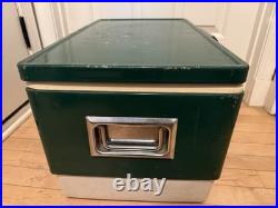 Vtg 1970s Large Coleman Green White Metal / Plastic Camping Cooler