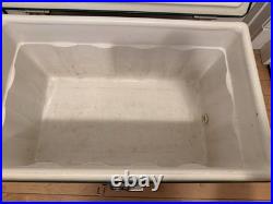 Vtg 1970s Large Coleman Green White Metal / Plastic Camping Cooler