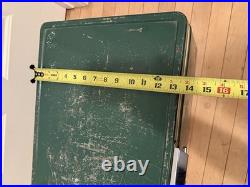 Vtg 1970s Large Coleman Green White Metal / Plastic Camping Cooler