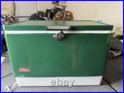 Vtg 1970s Large Coleman Green White Metal / Plastic Cooler