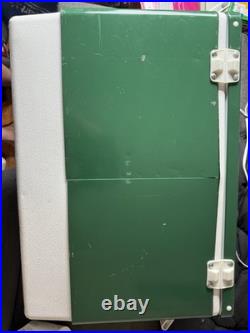Vtg 1970s Large Coleman Green White Metal / Plastic Cooler