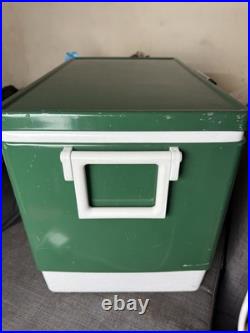 Vtg 1970s Large Coleman Green White Metal / Plastic Cooler