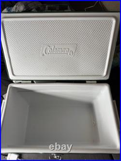 Vtg 1970s Large Coleman Green White Metal / Plastic Cooler