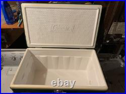Vtg 1970s Large Coleman Green White Metal / Plastic Cooler April 1978