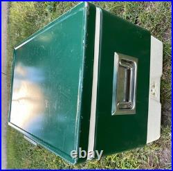 Vtg 1970s Large Coleman Green White Metal / Plastic Cooler December 1976 Vtg 1970s Large Coleman Green White Metal / Plastic Cooler December 1976