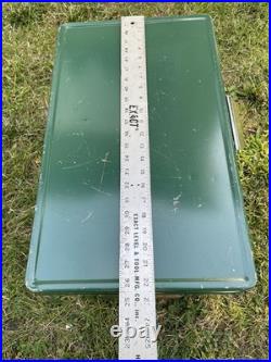 Vtg 1970s Large Coleman Green White Metal / Plastic Cooler December 1976 Vtg 1970s Large Coleman Green White Metal / Plastic Cooler December 1976