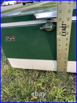 Vtg 1970s Large Coleman Green White Metal / Plastic Cooler December 1976 Vtg 1970s Large Coleman Green White Metal / Plastic Cooler December 1976